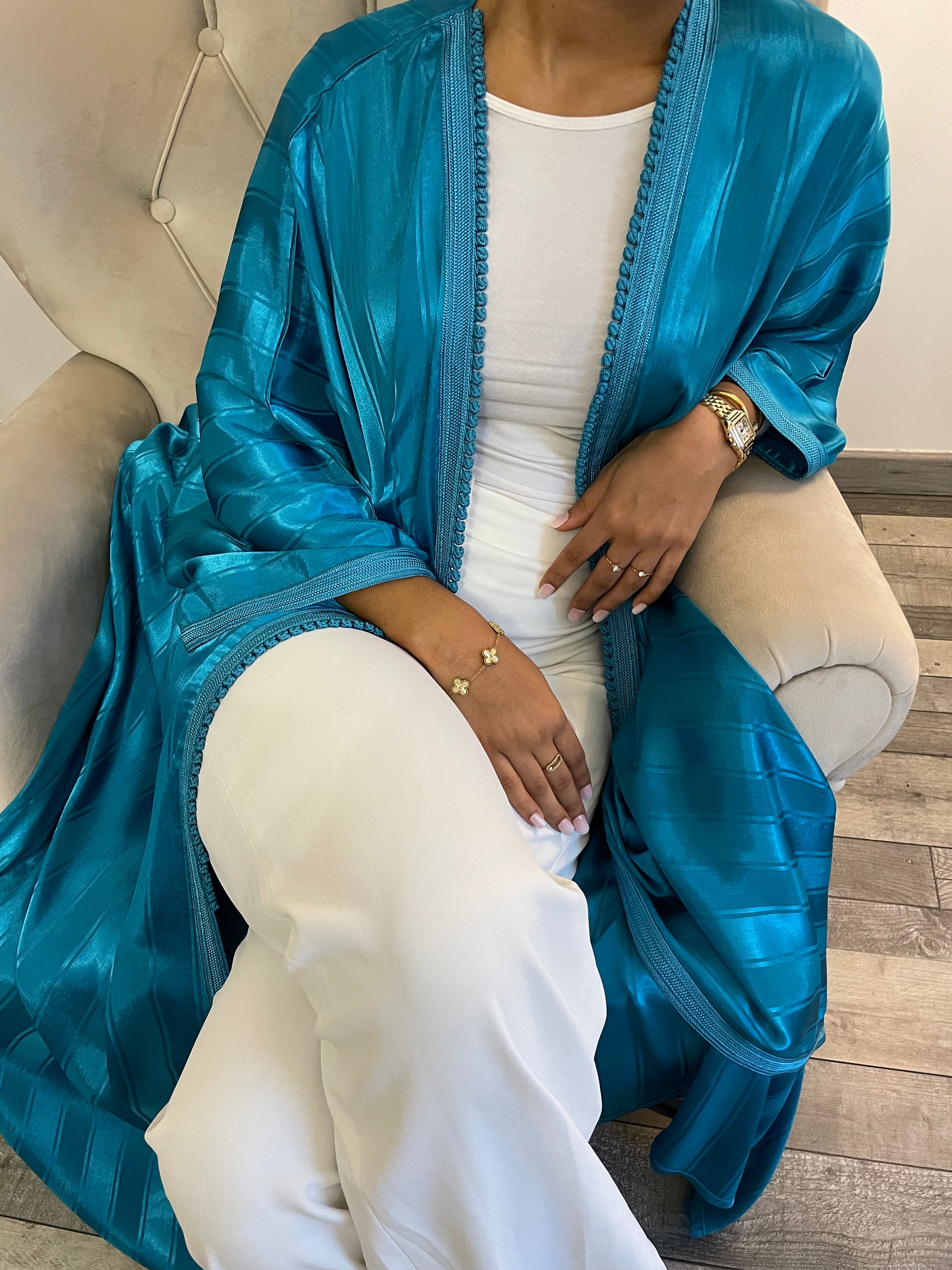 Abaya bleu élégante, soirée, abaya luxe, abaya de qualité, jawhara