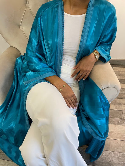 Abaya bleu élégante, soirée, abaya luxe, abaya de qualité, jawhara